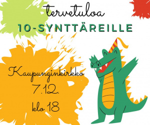 10-synttärit 7.12. klo 18 Kaup.kirkolla